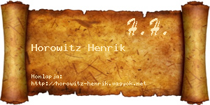 Horowitz Henrik névjegykártya